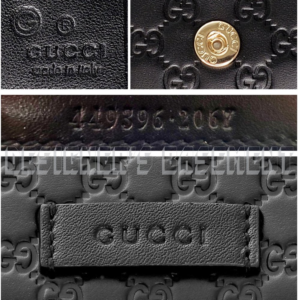 GUCCI black MICRO GUCCISSIMA leather LOGO snap flap Continental GG Wallet 449396 - Picture 6 of 6